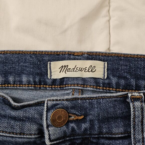 Madewell Jeans Womens 32 Blue Mid Rise Kick Out Flare Crop Brinton Wash Raw Hem - Picture 3 of 11